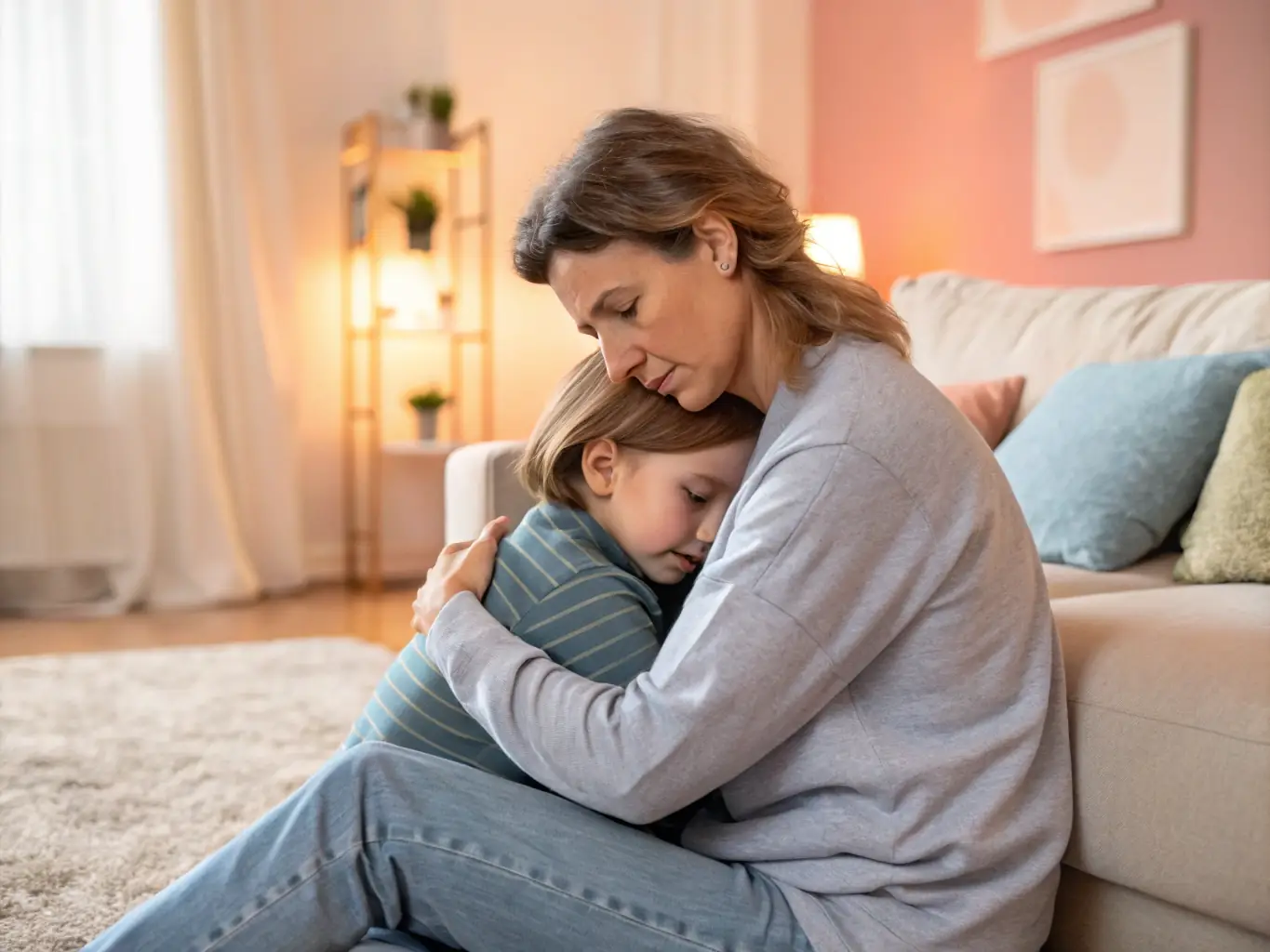 Two people having a heartfelt conversation, one offering a comforting hand to the other, representing the emotional support provided by Connections Arc.